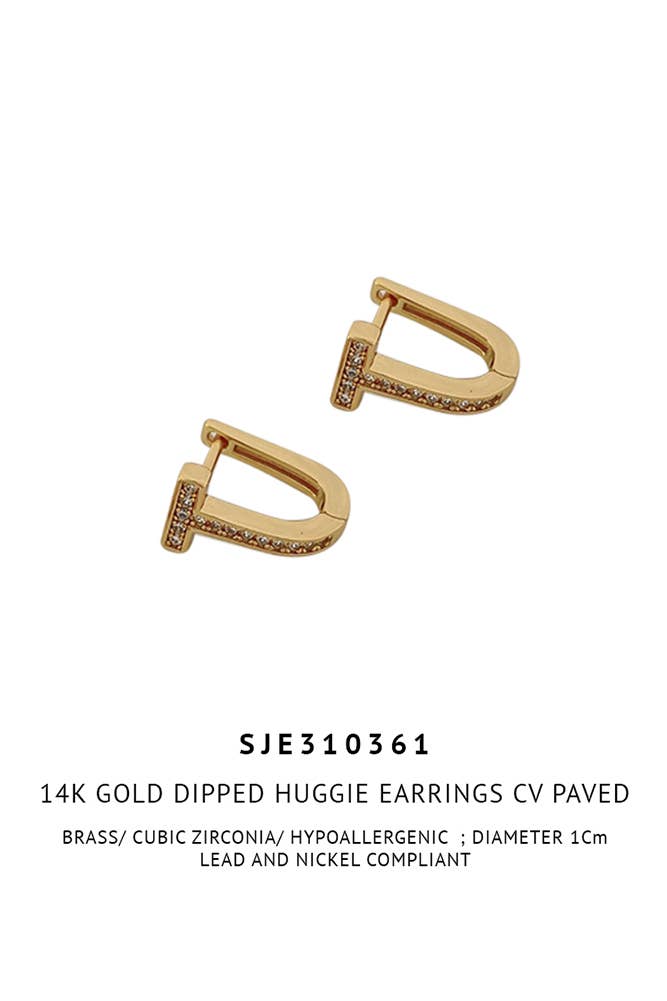 Hana - Wholesale Huggie Earrings - 14K Gold Dipped Huggie Earrings Cv Paved1