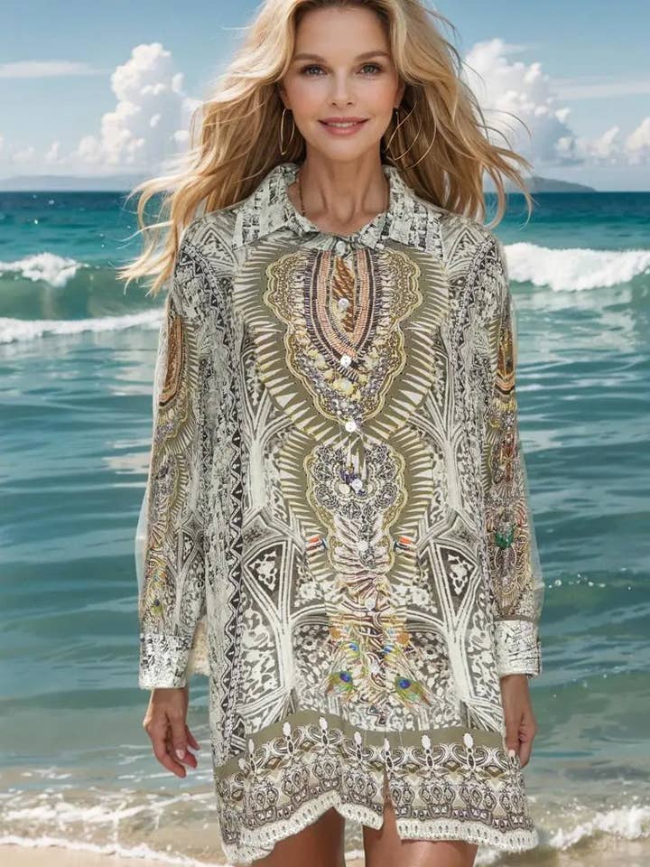 Silk Button Down Shirt- Egyptian for wholesale by Kaftans that Bling