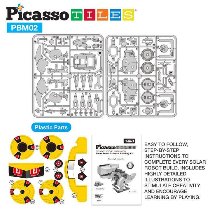PicassoTiles - Wholesale Building Set - Kids - Solar Powered Dinosaur Robot