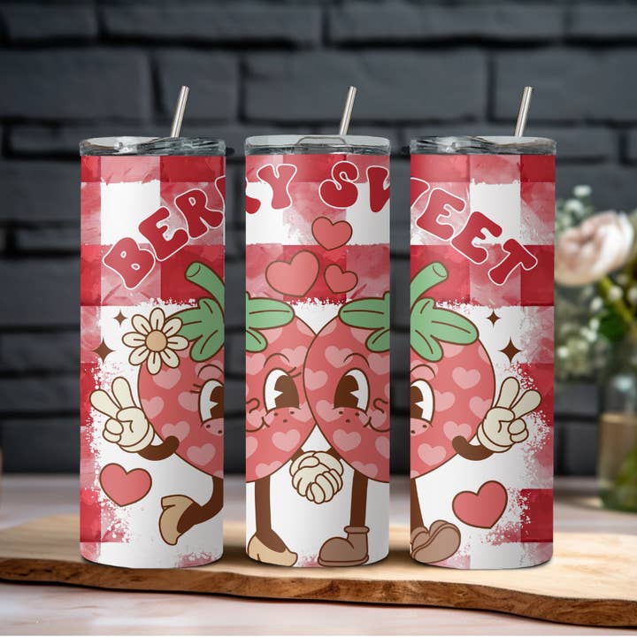 Berry Sweet Strawberry Tumbler for wholesale by Wicked Flower Creations