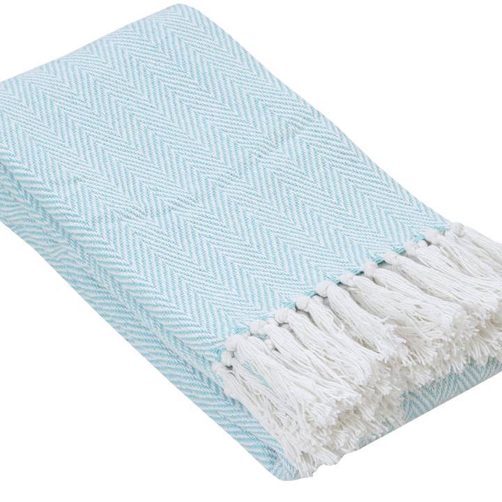 Fabstyles - Wholesale Throw Blanket - Fabstyles Herringbone Stripe Cotton Throw Blanket Fringes9