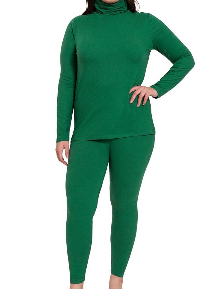 Sæt med Plus Microfiber Mock Neck Top og Leggings for engroshandel hos Vanilla Monkey