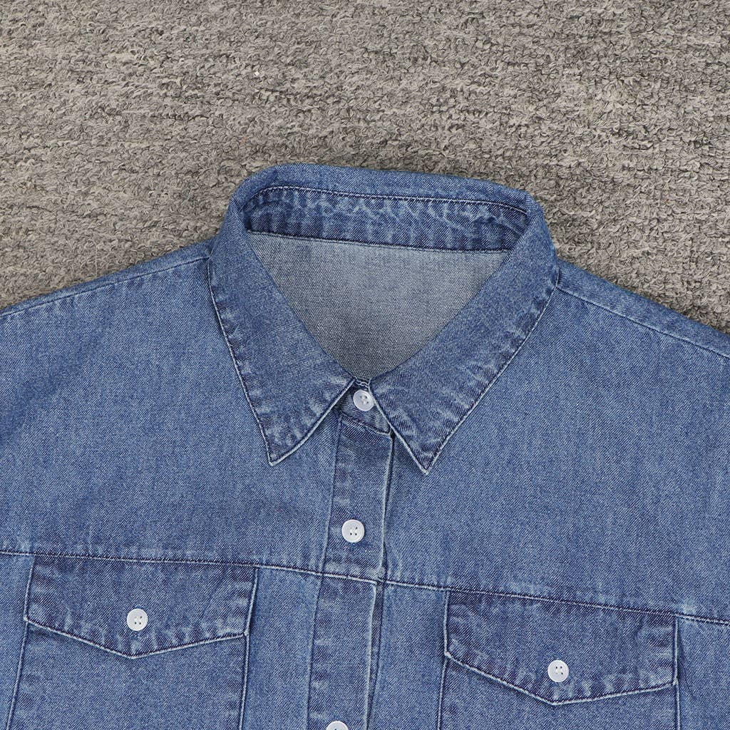 EmberLoom - Wholesale Dress - Women's - Women's Long Denim Dress with Button Front 8