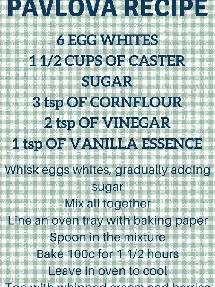 Tea Towel - Pavlova Recipe for wholesale by Allgifts Australia