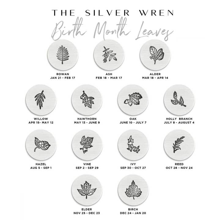 The Silver Wren - Wholesale Pendant/Charm Necklace - Birth Month Leaf Necklace