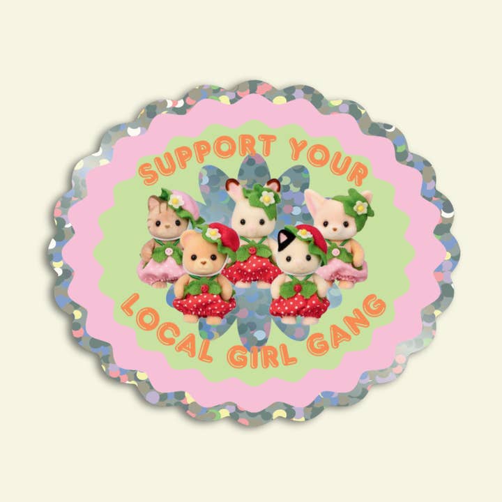 Girl Gang Vinyl Glitter Sticker for wholesale by Shellflower