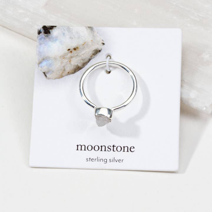 Luna Norte - Wholesale Single Stone/Solitaire Ring - Sterling Silver Shine On Moonstone Ring- Size's 5-91
