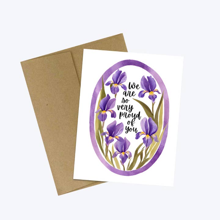 We are so very proud of you purple floral graduation Card for wholesale by Cryptic Paper Co.