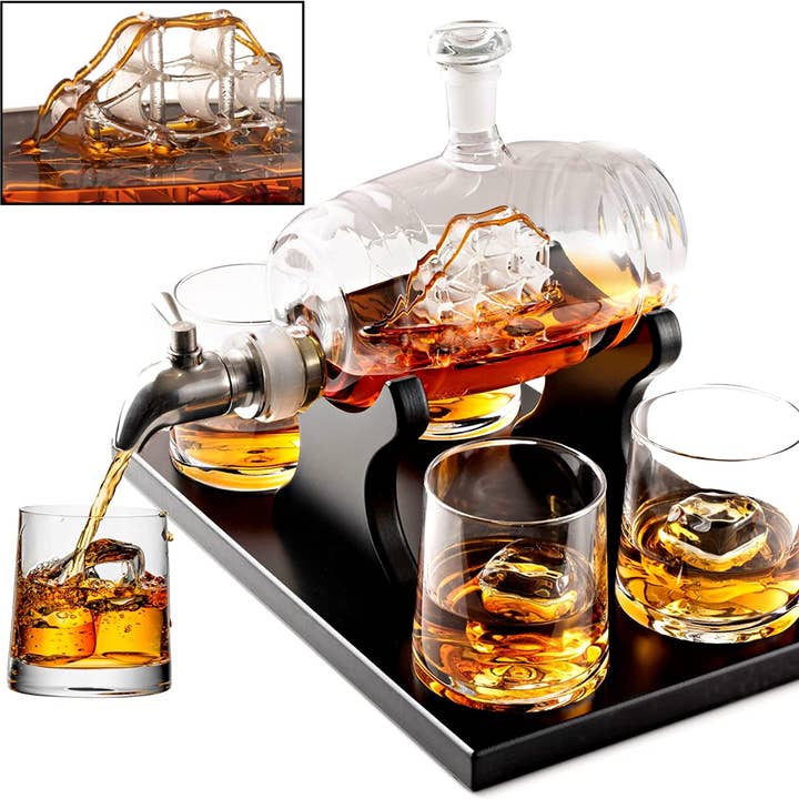 Bezrat - Wholesale Decanter - Whiskey Decanter Barrel Gift Set