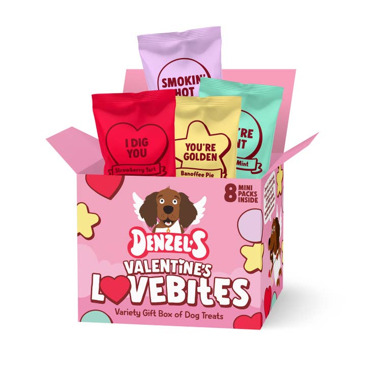 VEGAN - Valentine’s Lovebites Gift Box for Dogs (Case of 4) for wholesale by Denzel's - Healthy Dog Treats