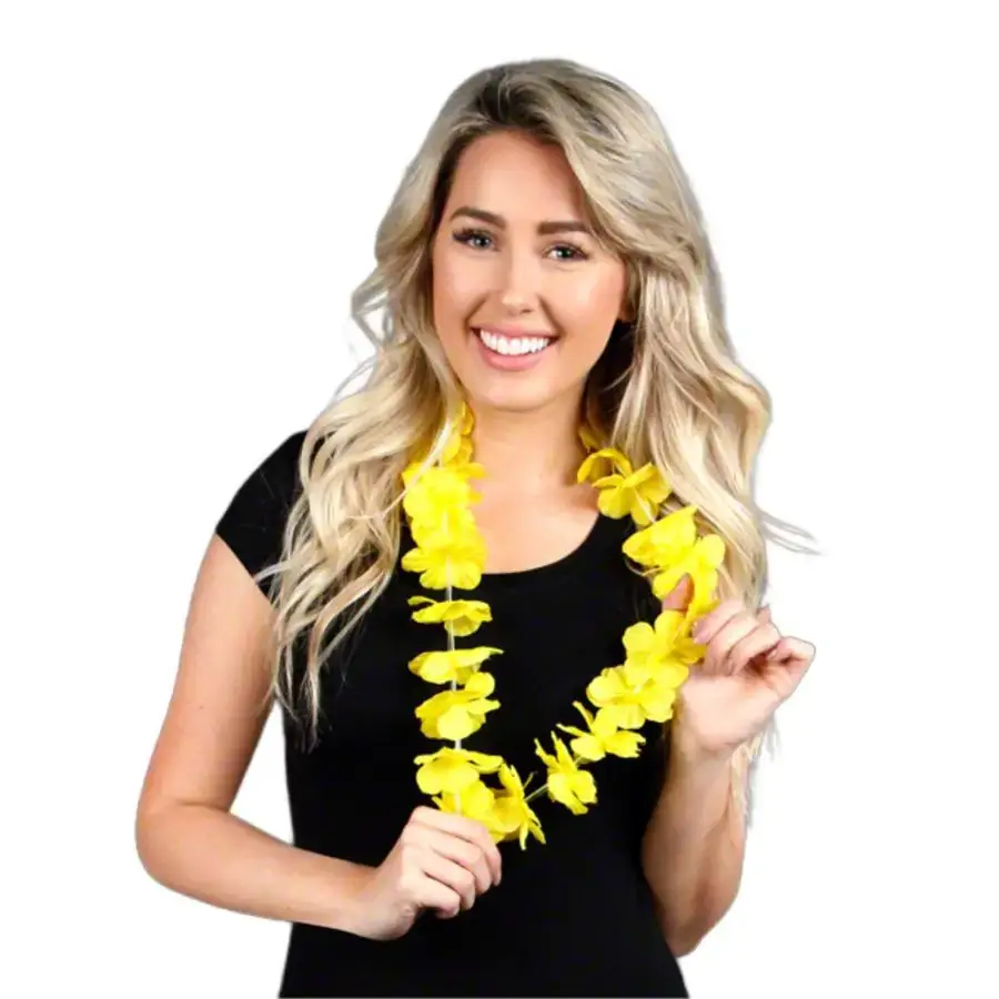 Blinkee.com, LLC - Wholesale Pendant/Charm Necklace - Hawaiian Flower Lei Necklace Yellow0