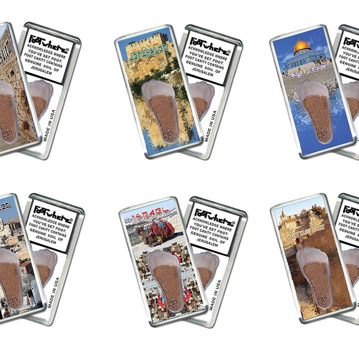 Jeruzalem FootWhere® Souvenirmagneet. 72 stuks/ 6 verschillende stijlen. voor wholesale door FootWhere- USA Group, Inc.