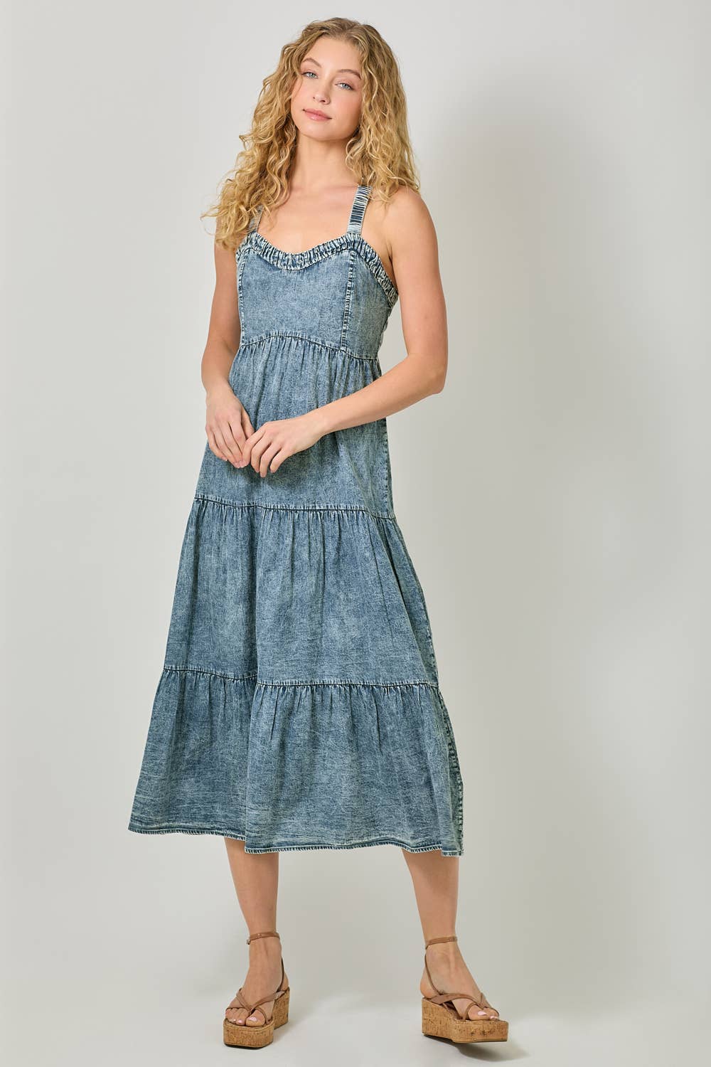 Mystree - Vente Robe – femme - Robe à plusieurs niveaux en tencel délavé 605859