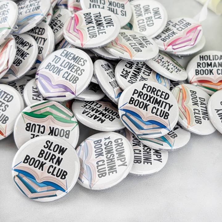 Aphrodite Bookclub - Wholesale Lapel Pin/Button - Romance trope assorted buttons 1.25" pinback buttons tropes5