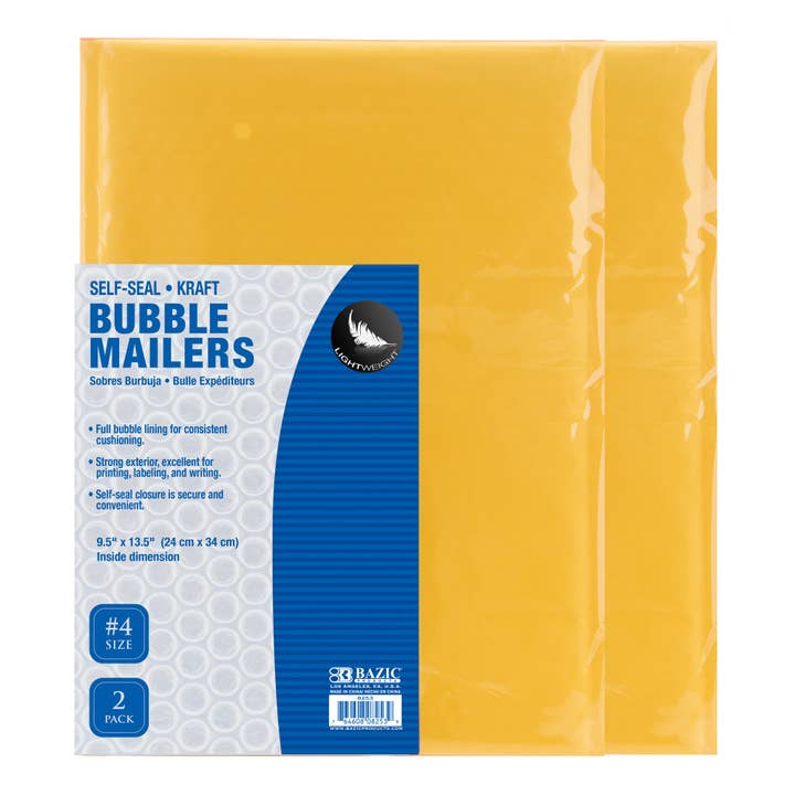 Sobres acolchados autoadhesivos de 9.5" x 13.5" (#4) (2/paquete) para venta al por mayor de Luna Office Supply - Everyday Essential