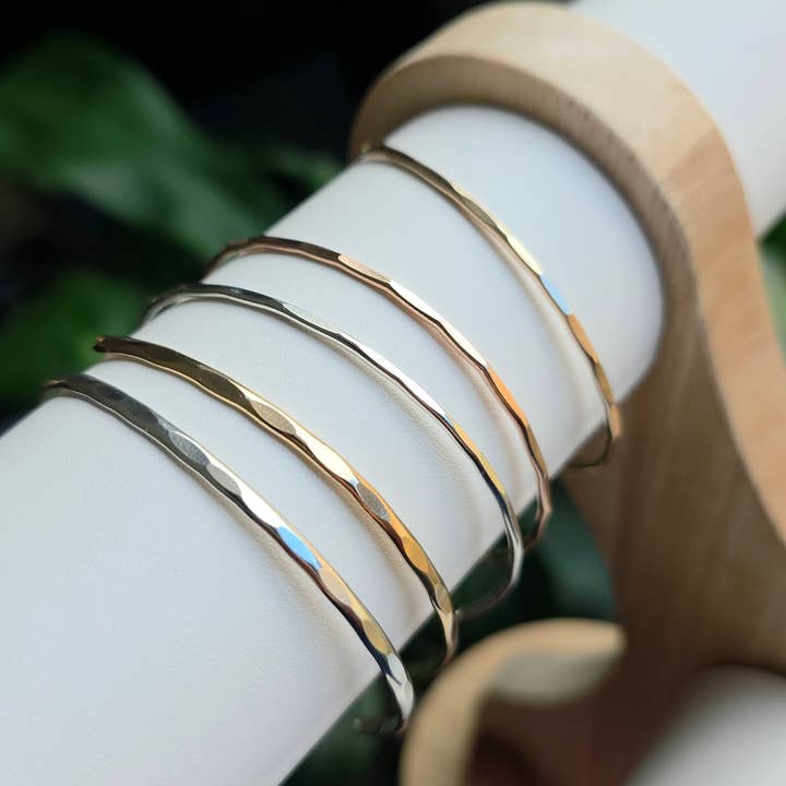 Permanent bangle , Mirror hammered bangle blank for wholesale by Half Moon Jewelry Designs