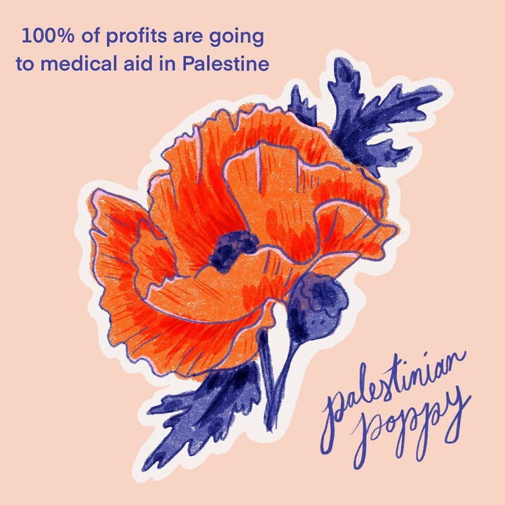 BEK Design - Vendita all'ingrosso Adesivo - Adesivo per donazione 100% papaveri per la Palestina