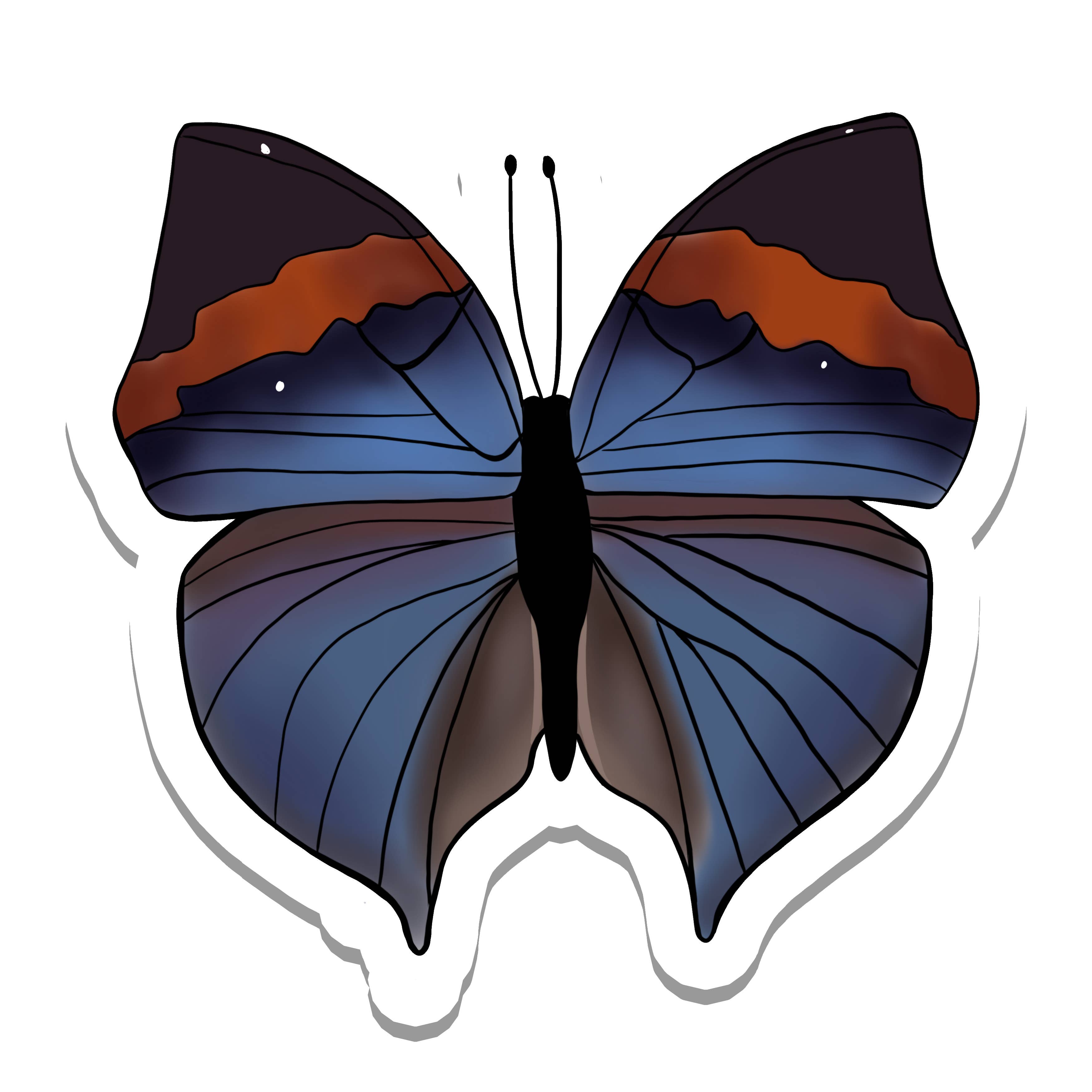 Rebel and Siren Stickers - Wholesale Sticker - Blue Butterfly | Insect | Waterproof Sticker | Holo | 2.5"