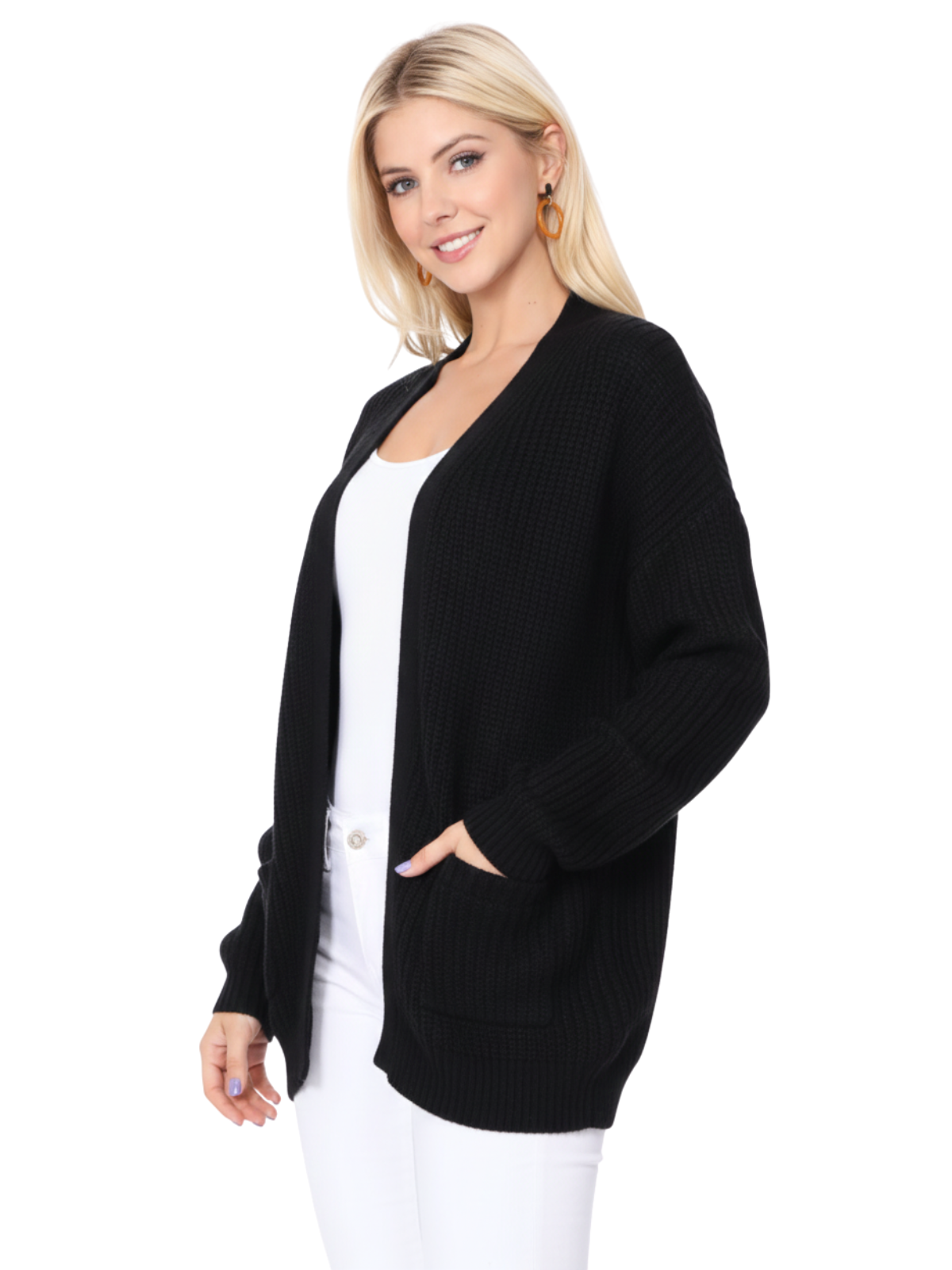 Mak – wholesale Cardigan – Women’s – Women's Waffle Knit Open Front Sweater Cardigan HK82461