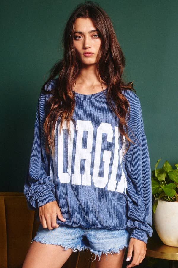 BUCKETLIST INC - Wholesale Graphic Sweatshirt - Women's - T1770C  Georgia Comfy Oversize Graphic Sweatshirt, Gameday21