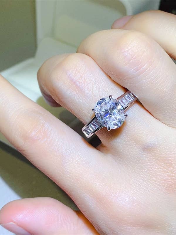 3 Carat Oval-Cut Moissanite Pure Sterling Silver Ring for wholesale by Sparkala
