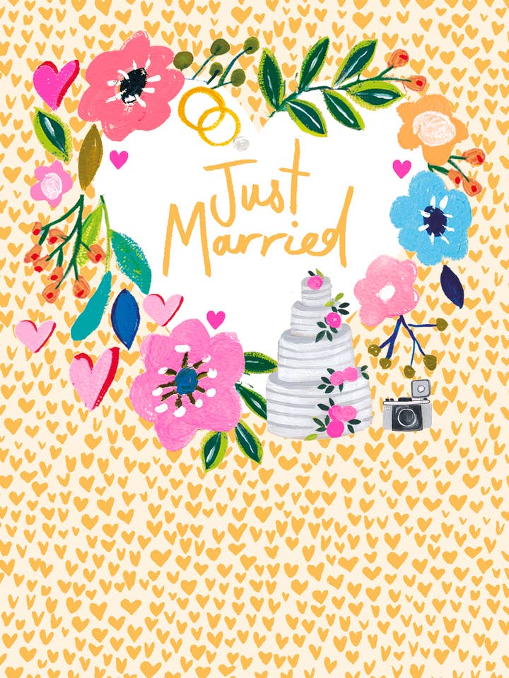 JUST MARRIED GREETING CARD PAPER SALAD for wholesale by Notes & Queries, Inc.