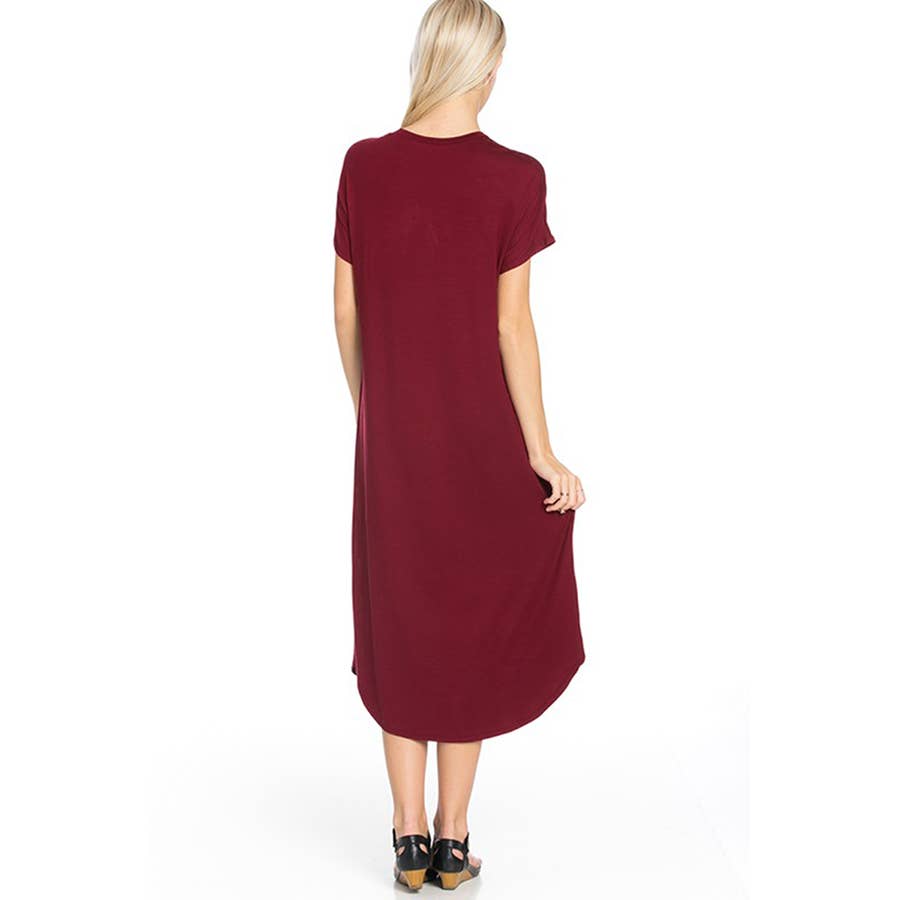 Azules Clothing - Wholesale Dress - Women's - ADM-8252RS Loose fit Crew Neck Hem Midi Dress32