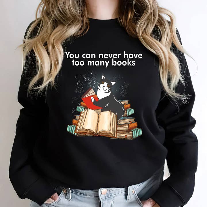You Can Never Have Too Many Books Shirt, Cat Reading Shirt for wholesale by EagleAceApparel