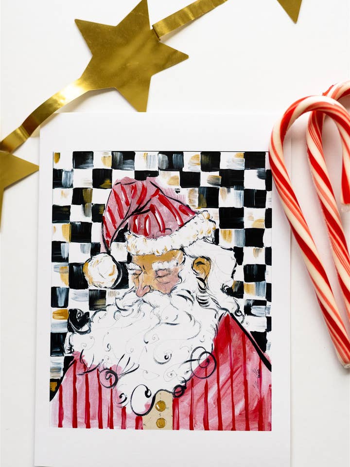 Sleeping Santa Greeting Card for wholesale by Rachel Cordaro