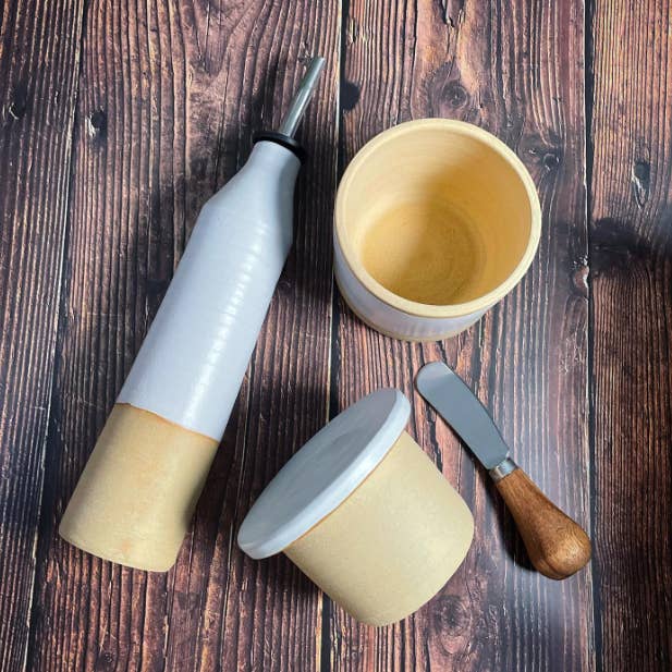 Olive Oil and Vinegar Ceramic Bottle - 350-400ml for wholesale by Fatclay Pottery