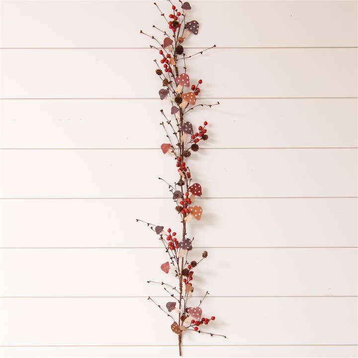 Garland - Berries, Mini Pinecones, Mushrooms (PC) for wholesale by Audrey's Home & Gift
