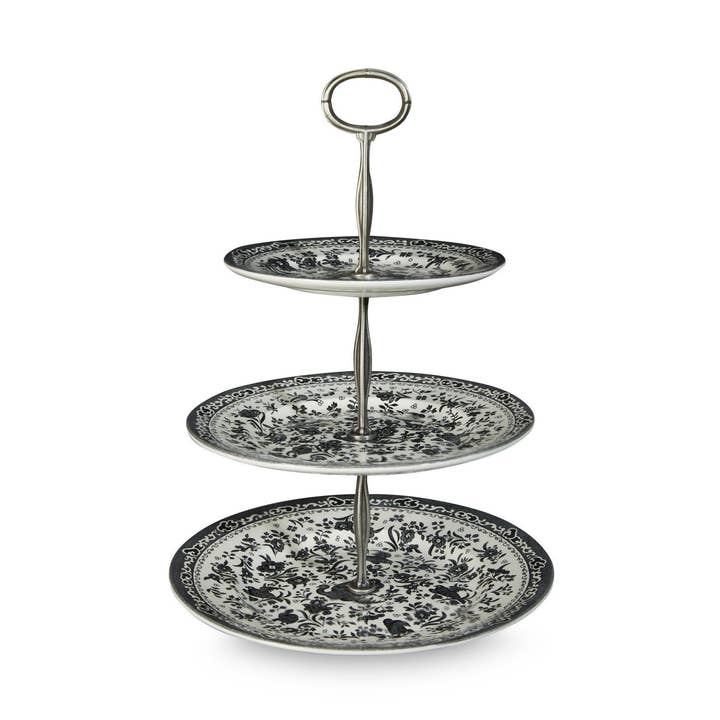 Présentoir à gâteaux à 3 étages Black Regal Peacock (coffret cadeau) pour la vente par Burleigh