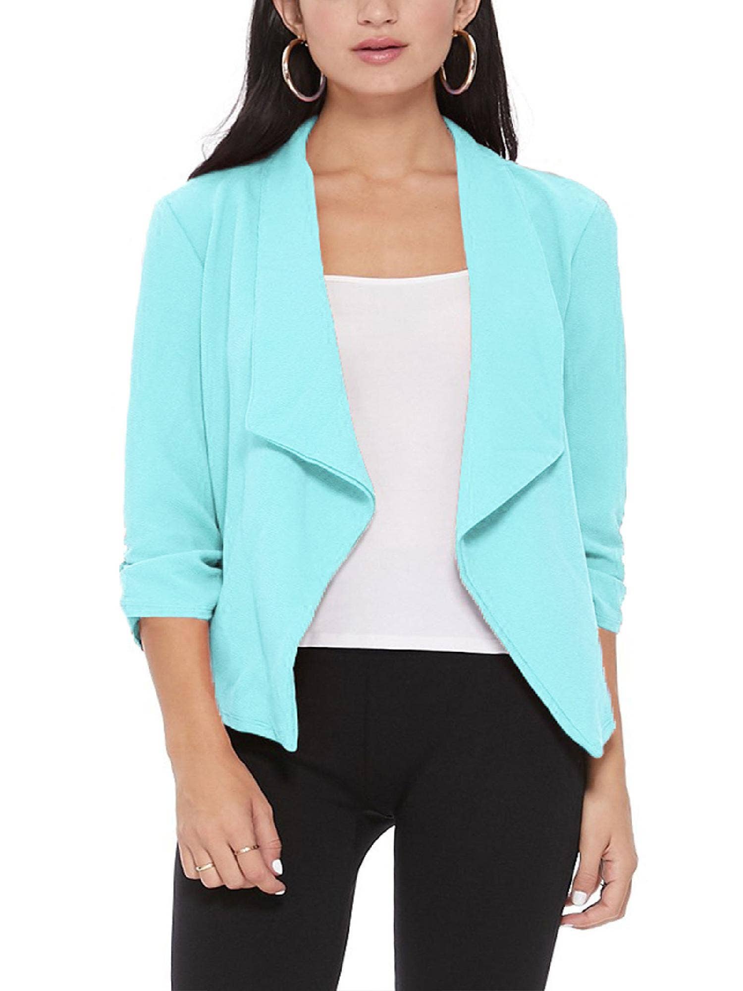 MOA COLLECTION - Wholesale Blazer - Women's - Casual Open Front Draped Solid Blazer Jacket4