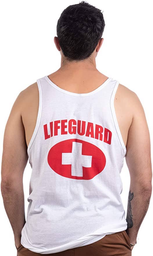 LIFEGUARD White Adult Unisex Fitted Tank Top T-shirt for wholesale on Faire2