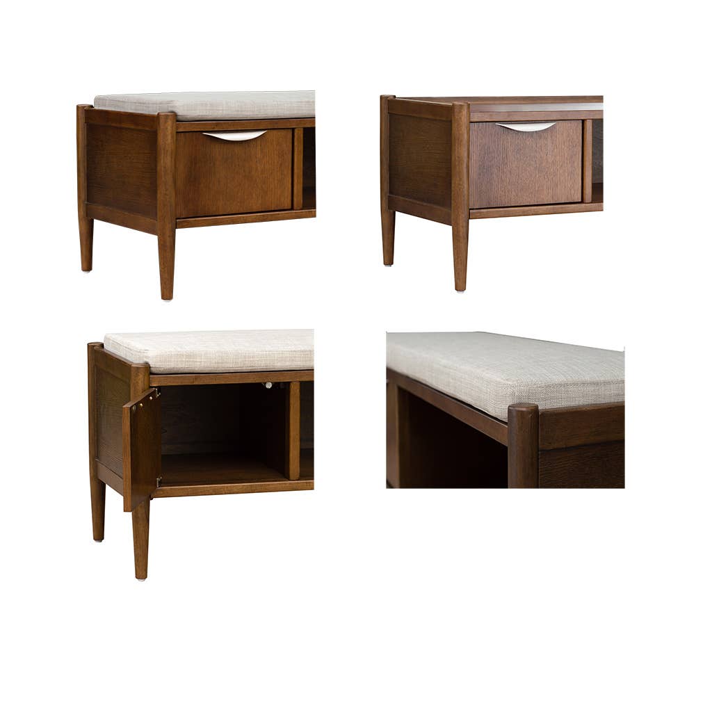 Olliix - Wholesale Bench - Accent Bench with Storage and Upholstered Cushion, Walnut2