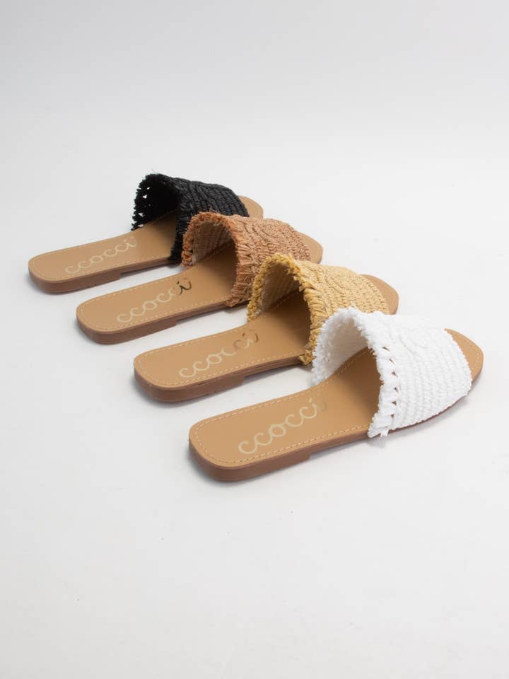 CCOCCI - Wholesale Sandals - Women's - SANDY PALM TREE EMBROIDERY DESIGN RAFFIA SANDAL3