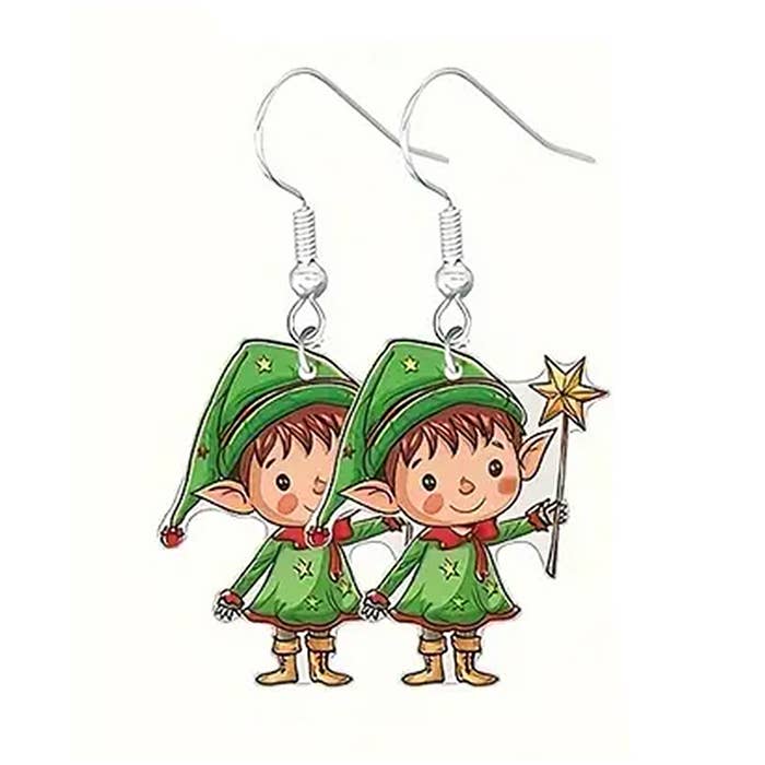 Jewelry Max - Wholesale Dangle Earrings - ( Y005 ) CHRISTMAS THEME ACRYLIC EARRING - ELF