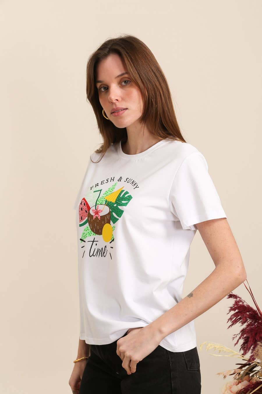 Attrait Paris - Wholesale Screen Printed T-Shirt - Women's - Summer Time cotton T-shirt2
