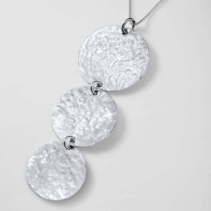 Colar de três discos N05 em prata esterlina maciça de 30” por atacado de Serendipity Creations