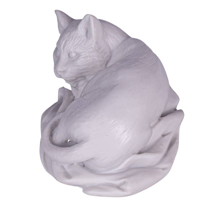 danila-souvenirs - Vente Sculpture - Statuette en marbre Sculpture de chat blanc couché 4" (10 cm)1
