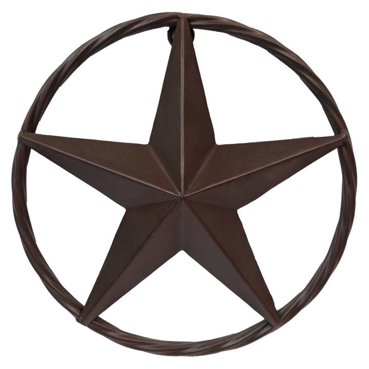 De Leon Collections - Wholesale Wall Accent - Rustic Star Accent Rope 8” Metal Circle Outdoor Wall Décor