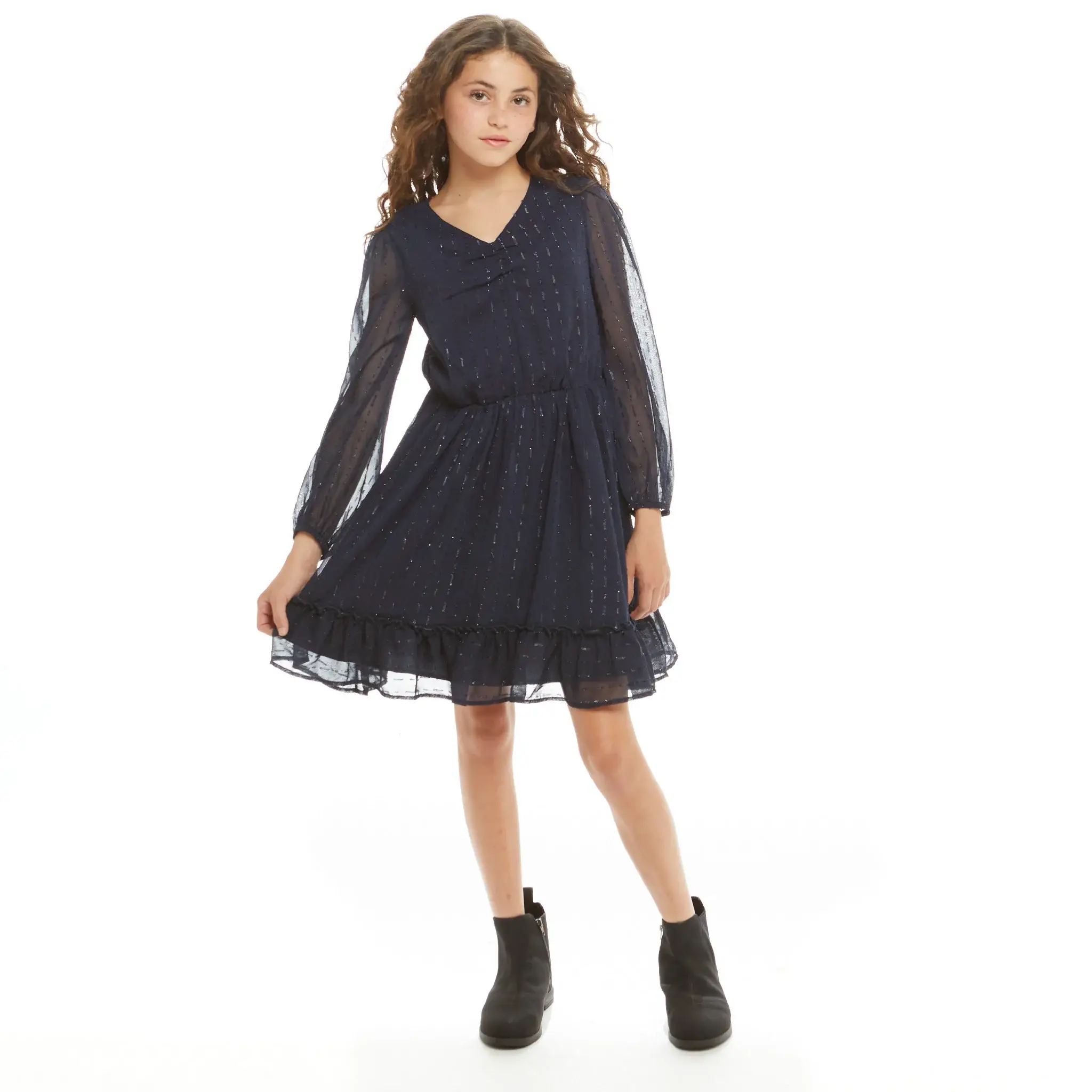 Navy Girls Tween Starry Elegance Holiday Dres for wholesale on Faire7