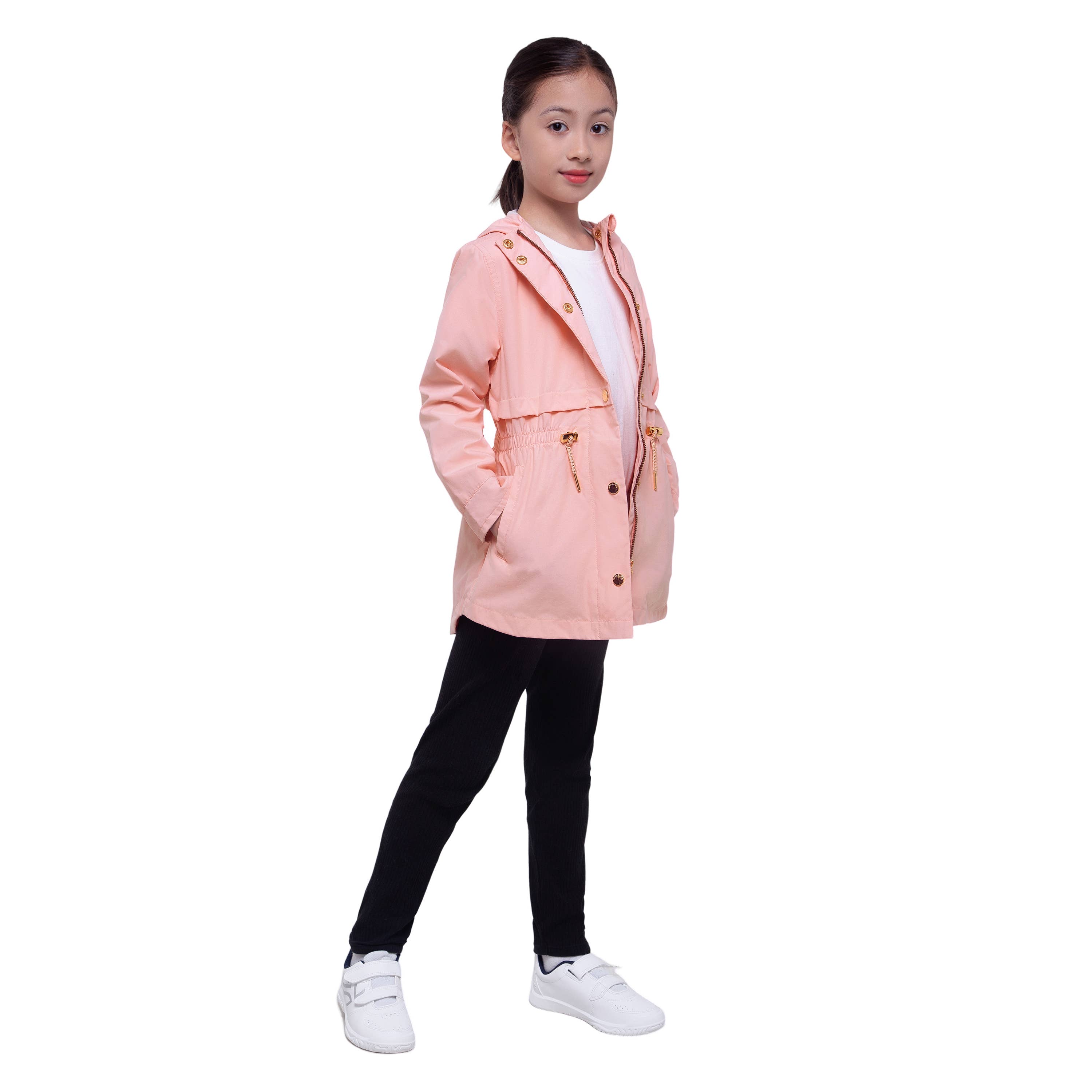 Rokka & Rolla - Wholesale Windbreaker - Kids - Girls' Light Rain Jacket Hooded Trench Coat19