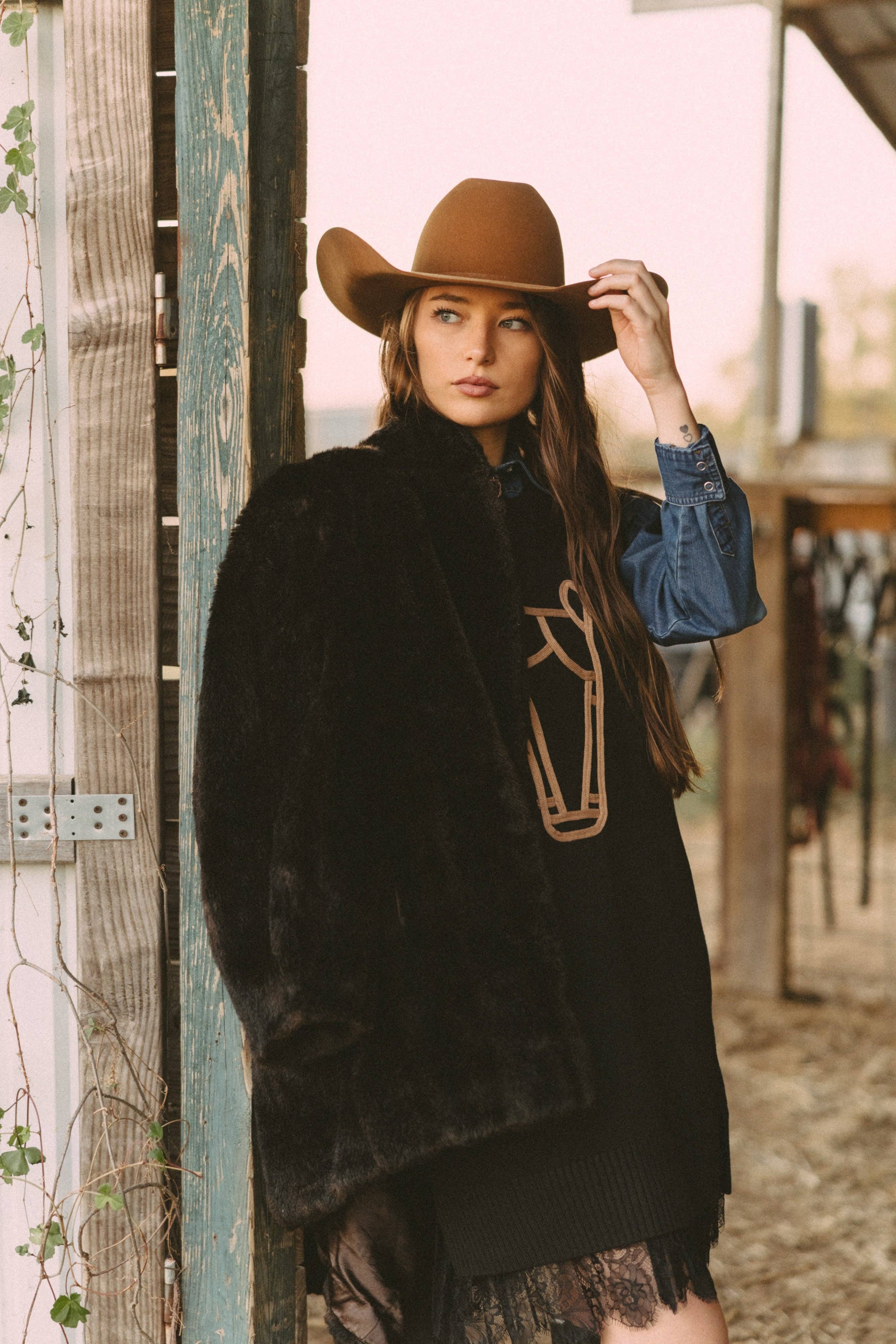 Rodeo Hippie - Wholesale Dress - Women's - MOD HORSE SWEATER DRESS IN BLACK (Pre-pack 2/2/2/1)11