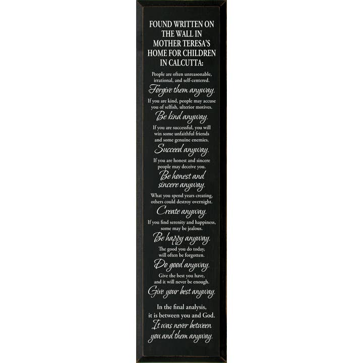 SAWDUST CITY - Wholesale Sign - Found written on the wall in Mother Teresa's home...