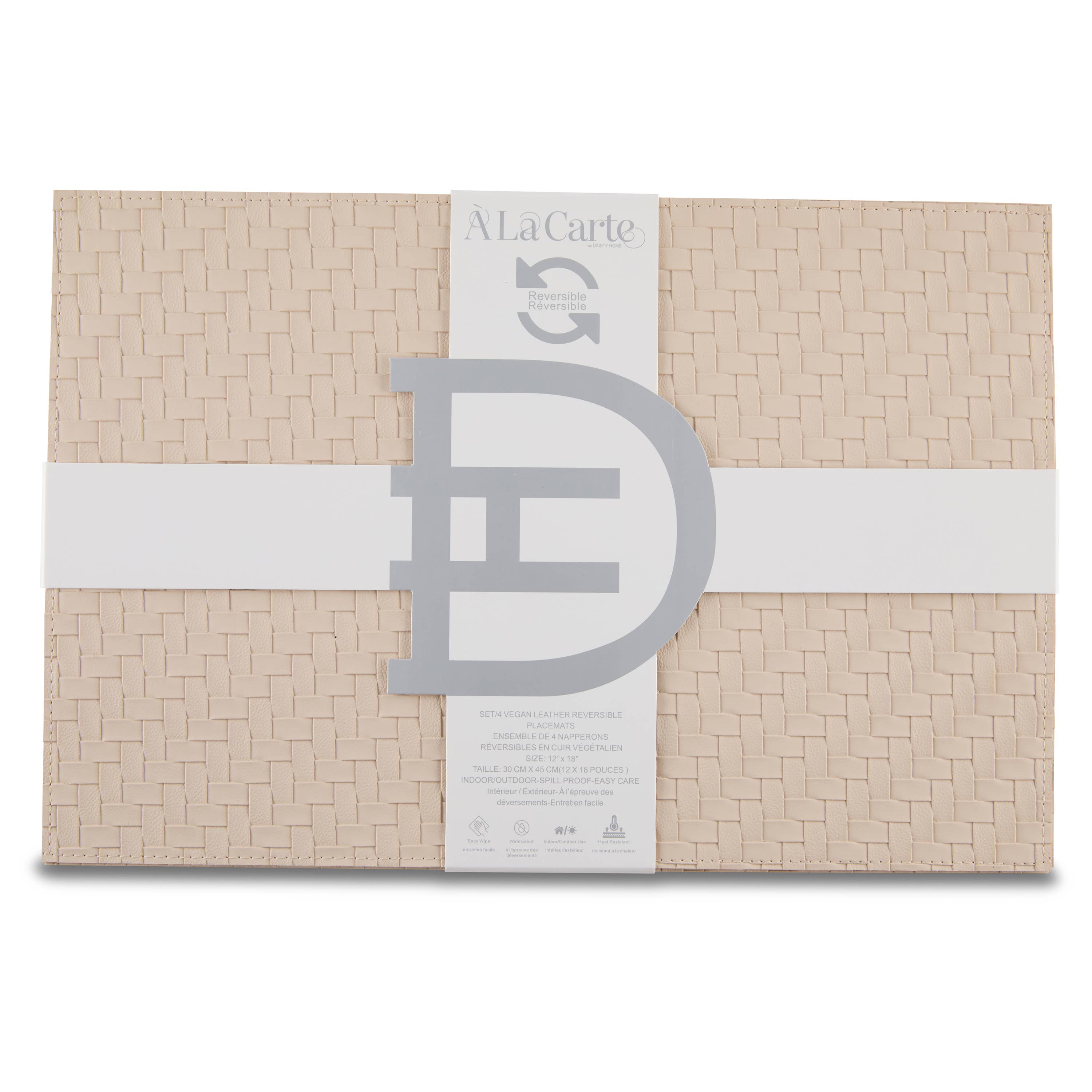 Ala Carte (By Dainty Home) - Vente Sets de table - Ensemble de 4 sets de table réversibles en cuir vegan Lausanne 30x45 cm19