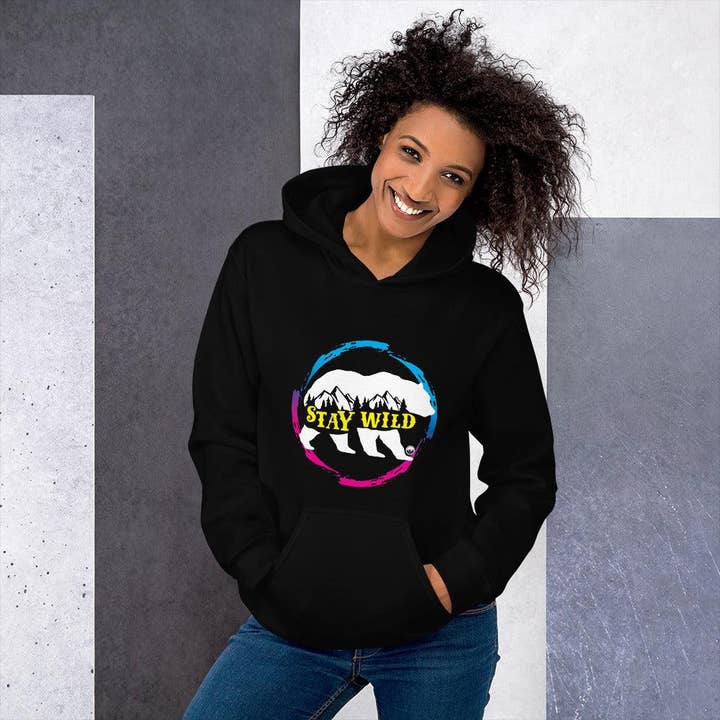 Stay Wild Gradient Pink and Blue Unisex Hoodie for wholesale by Design and Country