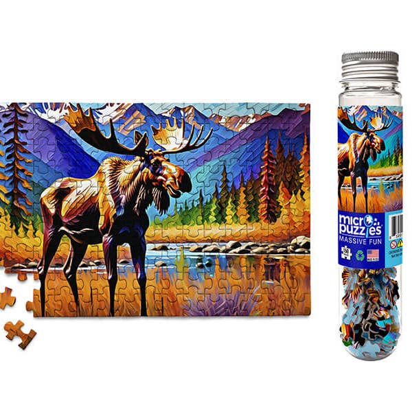 Micro Puzzles - Wholesale Puzzle - Adult - Colorful Moose wildlife forest mini jigsaw puzzle tube gift