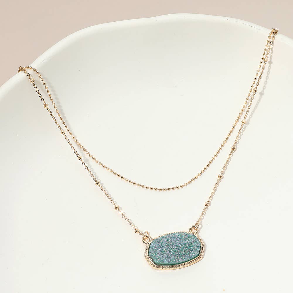 Sensibling Corp. – Engroshandel Halskæde med vedhæng – Druzy vedhæng accent lagdelt halskæde6