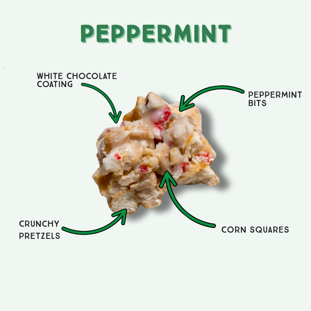 Chunk Nibbles – wholesale Pretzels – Holiday Peppermint Chunk Nibbles 2oz Snack Pack2